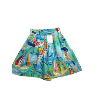Vtg Oscar De La Renta Expressions Womens Silk Mom Shorts Abstract Print L New